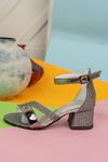 Heeled Double Band Platinum Girl's Sandals