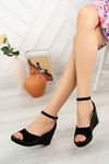 Poly Sole Back Closed Black Suede Sandals