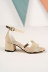 Heeled Double Band Gold Girl Sandals