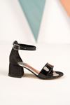 Heeled Single Band Black Girl's Sandals