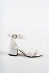 Heeled Single Band White Girl's Sandals