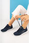 Lace-up Mesh Navy Blue Women's Sneakers