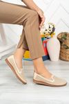 Orthopedic Pad Printed Beige Women's Shoes