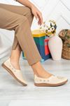 Orthopedic Pad Printed Beige Women's Shoes