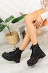 High Sole Mekval Stitched Black Skin Postal Boots