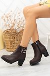 Double Buckle High Sole Brown Skin Women's Boots