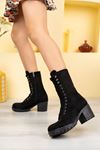 Short Black Suede Women's Ankle Boots