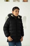 Boy's Inflatable Coat with Hood and Wool Inside