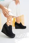 Padded Sole Side Zipper Black Denim Shoes