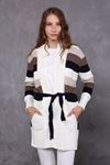 Striped Belted Women's Sweater Cardigan