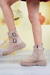 Nude Women's Double Buckle Boots