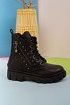 Black Children's Boots with Side Zipper