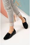 Orthopedic Sole Black Women's Shoes with Stones