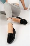 Orthopedic Sole Black Women's Shoes with Stones