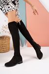 Black Suede Stretch Women's Boots