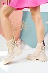 Beige Parachute Model Snow Boots with Back Lace-up
