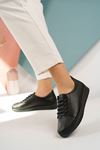 Padded Sole Orthopedic Padded Black Rubber Lace-Up Shoes