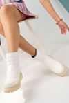 White Parachute Model Snow Boots with Back Lace-up