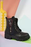 V Zipper Black Children's Postal Boots