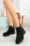 Thermo Sole Black Women's Boots with Side Stones