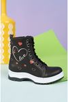 Thermo Sole Heart Model Black Kids Boots