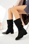 Gusseted Black Suede Women's Boots