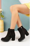 Black Suede Women's Boots with Tassels