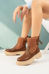 Back Lace-up Tan Parachute Model Snow Boots