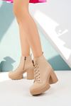 Platform Lace-up Nut Skin Women's Boots