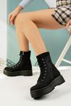 Black Emerald Women's Boots with Padded Sole Stretch