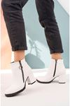 White Skin Women's Boots with Zipper Detail