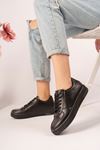 Thermo Sole Flat Black Skin Sneakers