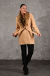 Women's Cashmere Coat with Feathered Collar