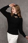 Women's Knit Sweater with Chain Detail at the Neck