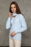Women's Knit Sweater with Chain Detail at the Neck