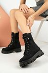 Black Women's Ankle Boots with Poly Sole Buckle