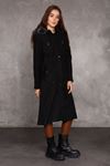 Hooded Long Women's Cashmere Coat with Drawstring Waist