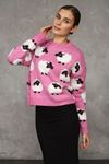 Sheep Printed Women's Knit Sweater