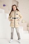 Woolen Girl's Coat with Waist Belt