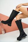 Long Black Emerald Women's Zipper Boots