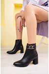 Black Crocodile Women's Boots with Pointed Molded Buckle