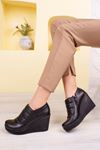 Padded Sole Side Zipper Black Skin Women's Shoes