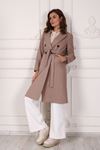 Buttoned Belted Women's Cashmere Coat