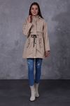 Women's Trench Coat with Patterned Inner Lining