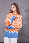 Crew-Neck Patterned Sweater Women's Sweater