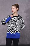 Crew-Neck Patterned Sweater Women's Sweater