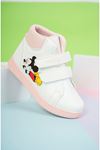 Printed White To White Powder Garnished Velcro Children's Boots