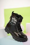 Thermo Sole Black Patent Leather Bag Postal Boots