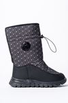 Black Printed Parachute Snow Boots with Elastic