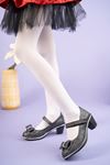 Black Star Girl's Shoes with Heeled Bow Bowknot